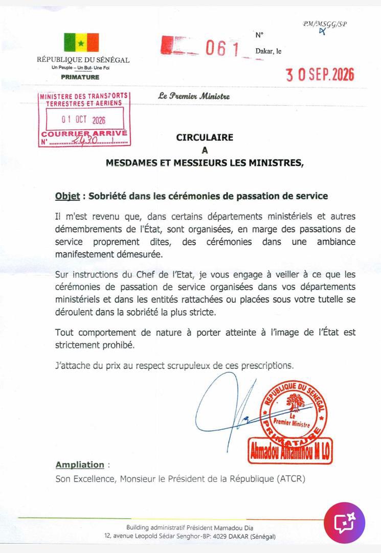 Passations de service : Diomaye et Al Aminou Lo sifflent la fin de l'"ambiance"