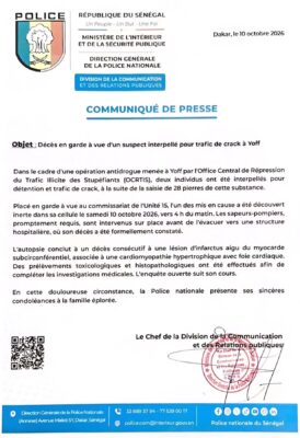 Décès en garde à vue d'un suspect : La Police nationale étale les fais, les résultats de l’autopsie dévoilés