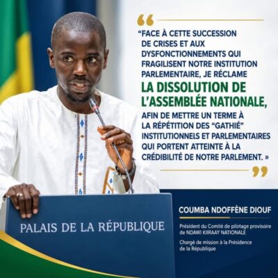 Institution : Coumba Ndoffène DIOUF de NDAWI KIIRAAY réclame la dissolution de l’Assemblée nationale