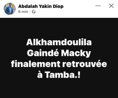 Portée disparue depuis mercredi : Gaindé Macky finalement retrouvée à Tamba