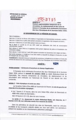 JOJ Dakar 2026 : Un dispositif spécial de circulation, de stationnement et de sécurisation annoncé
