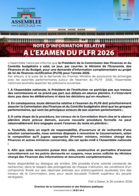 PLFR 2026 : L’Assemblée nationale ouvre la porte du dialogue au Gouvernement