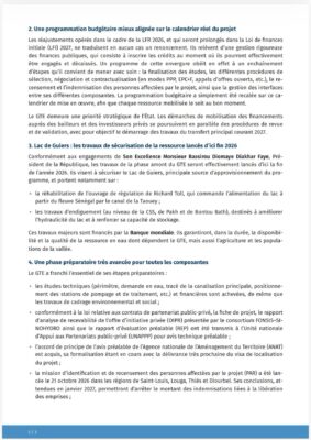 "Le Programme du Grand Transfert d'Eau (GTE) n'est ni supprimé, ni suspendu", assure le Gouvernement