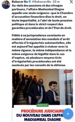 Affaire Madiambal : Babacar Ba exige une justice impartiale, à l’abri des pressions politiques