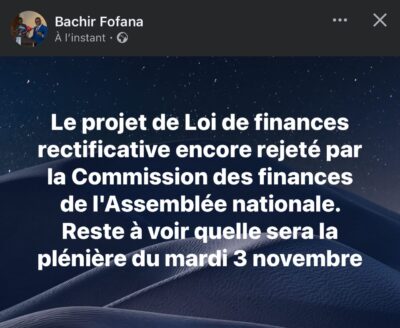 LFR 2026 : Nouveau rejet du projet par la Commission des finances de l’Assemblée